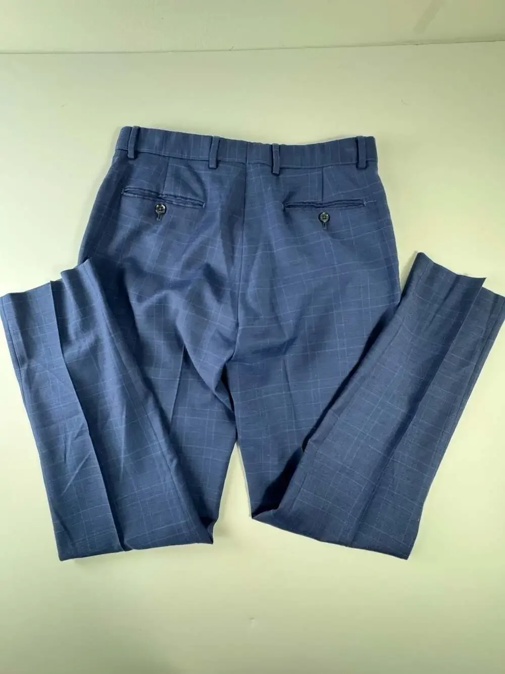 Tommy Hilfiger Men's Blue Plaid Wool Blend Suit Pants (33W x 32L)